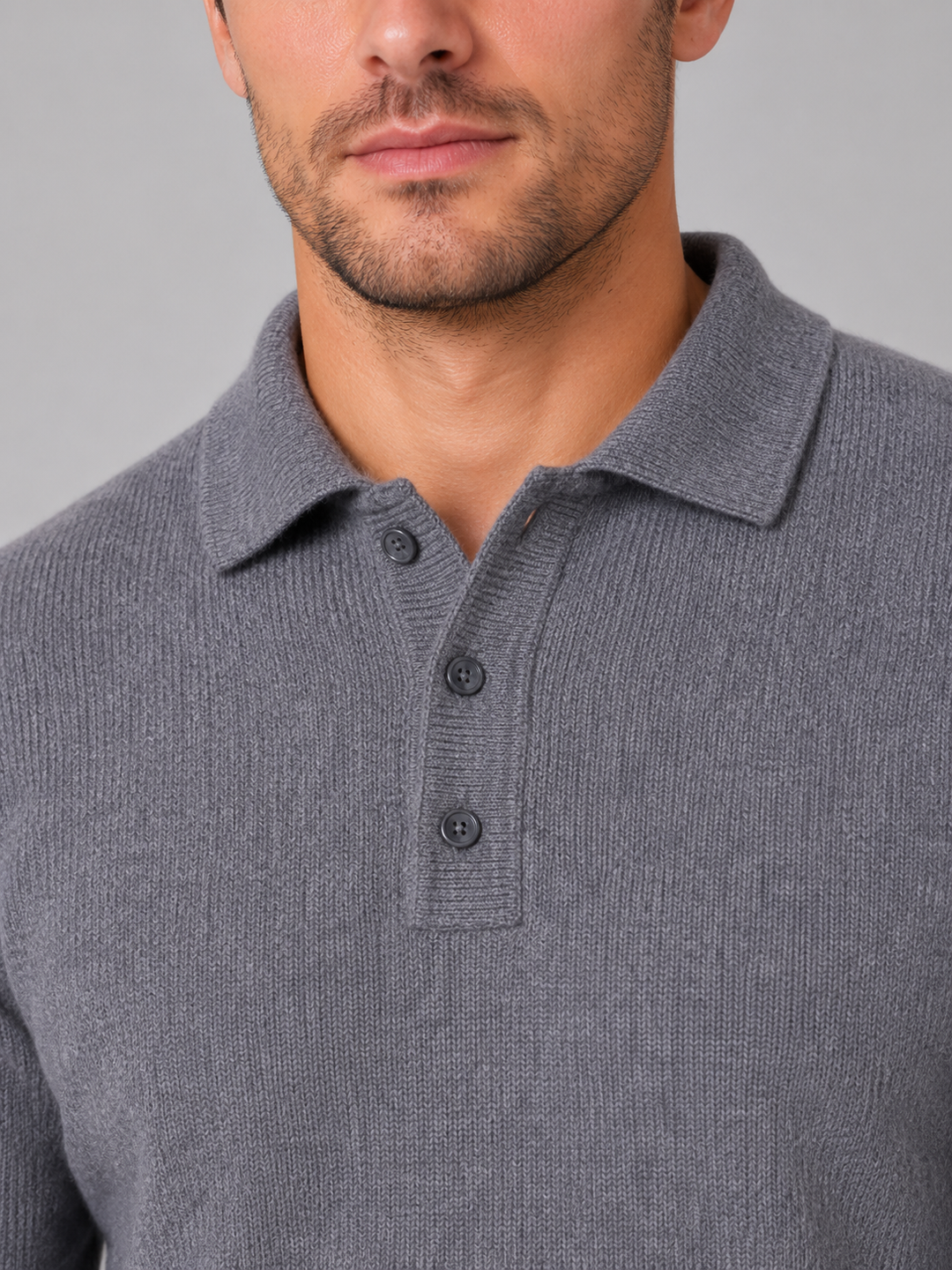 Men's Knit Polo with Button Placket Closure