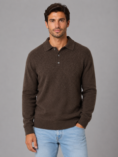 Men's Knit Polo with Button Placket Closure