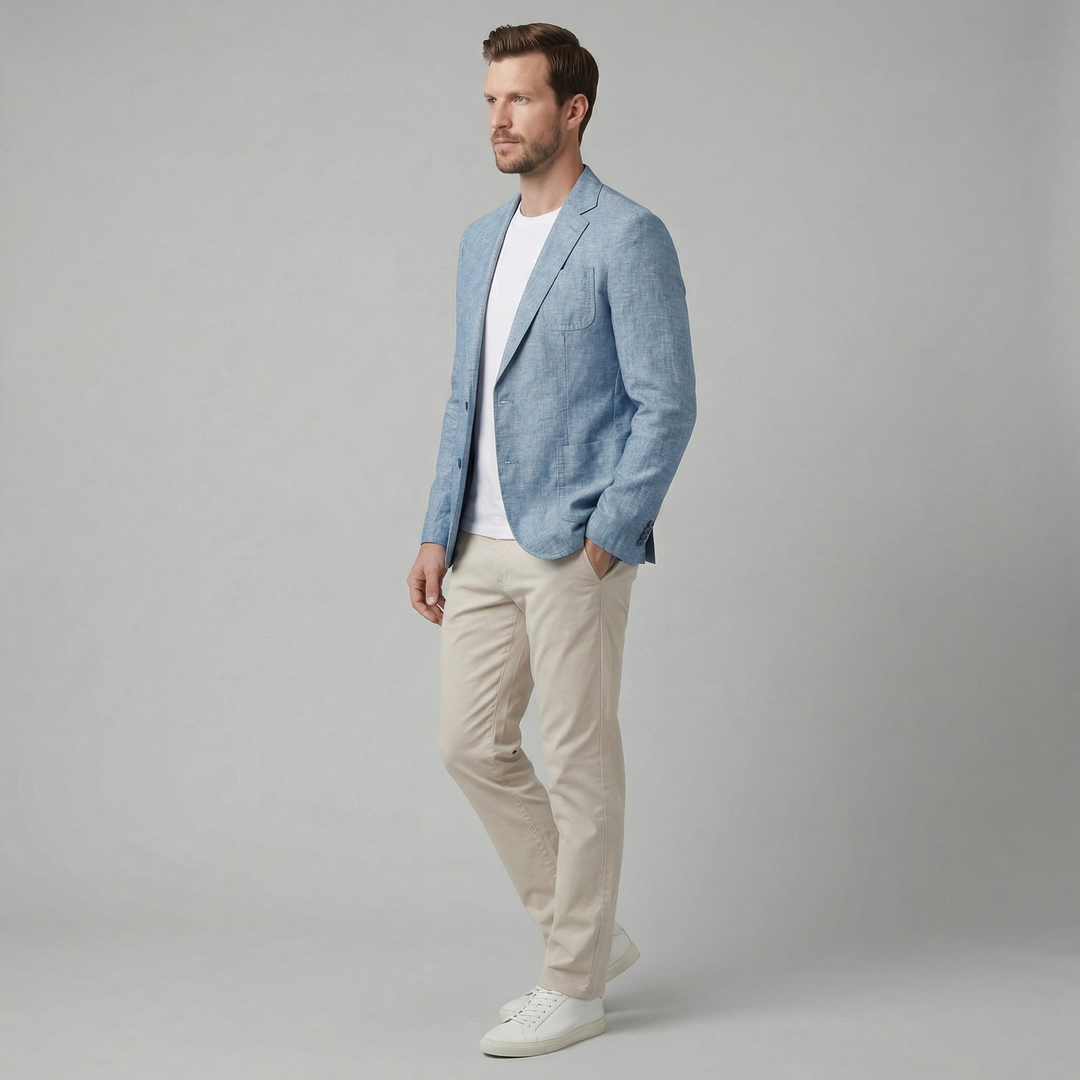 Callum | Light Blue Blazer with Notch Lapel