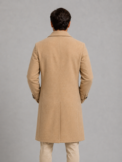 Men's Long Overcoat with Double Breasted Fastening