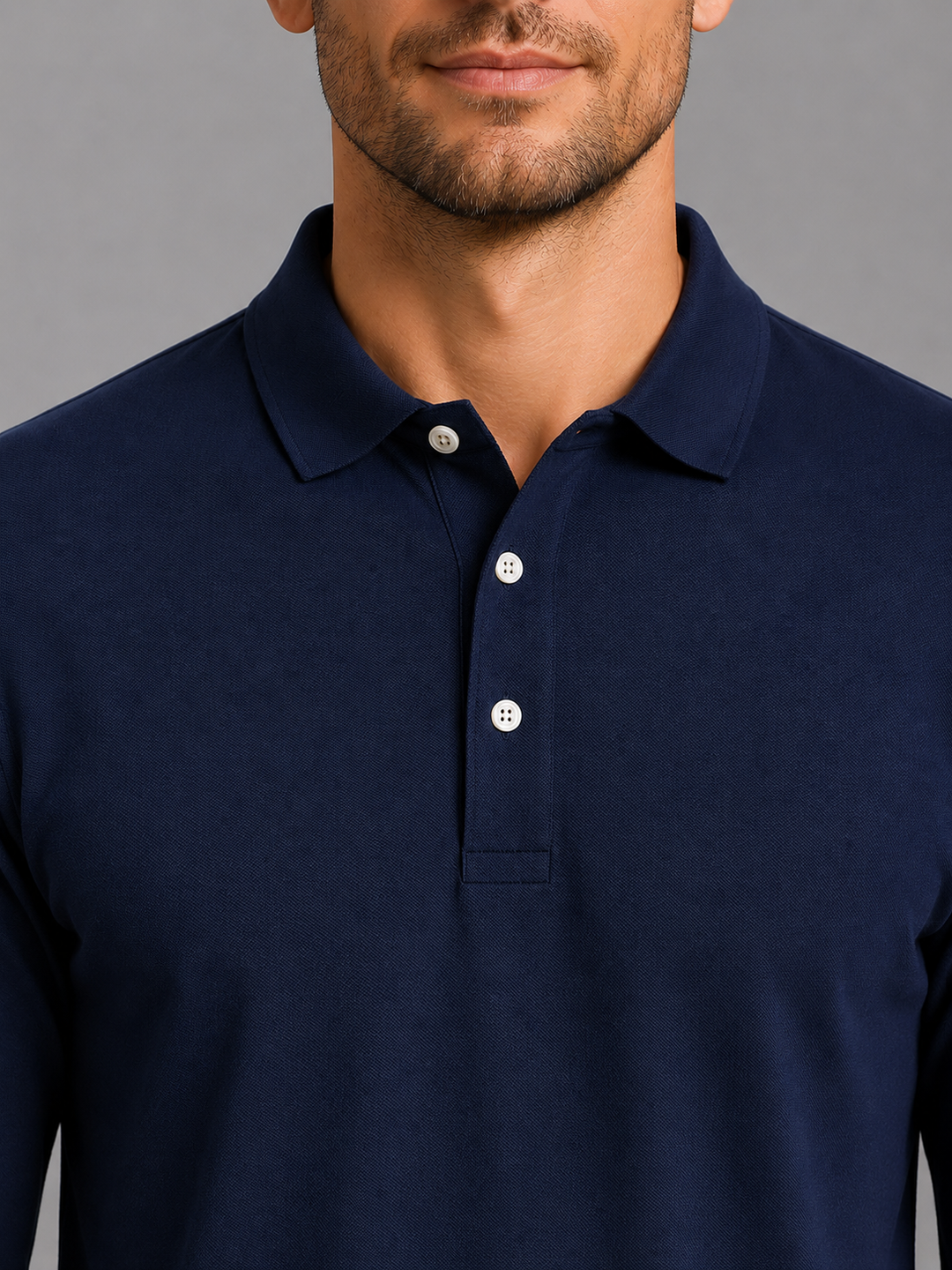 Men’s Long Sleeve Polo Shirt with Button Placket