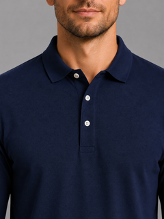 Men’s Long Sleeve Polo Shirt with Button Placket