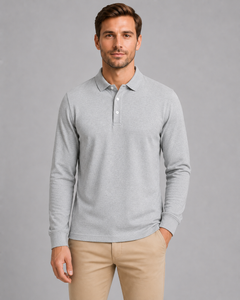 Men’s Long Sleeve Polo Shirt with Button Placket