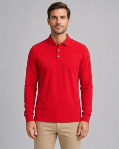 Men’s Long Sleeve Polo Shirt with Button Placket