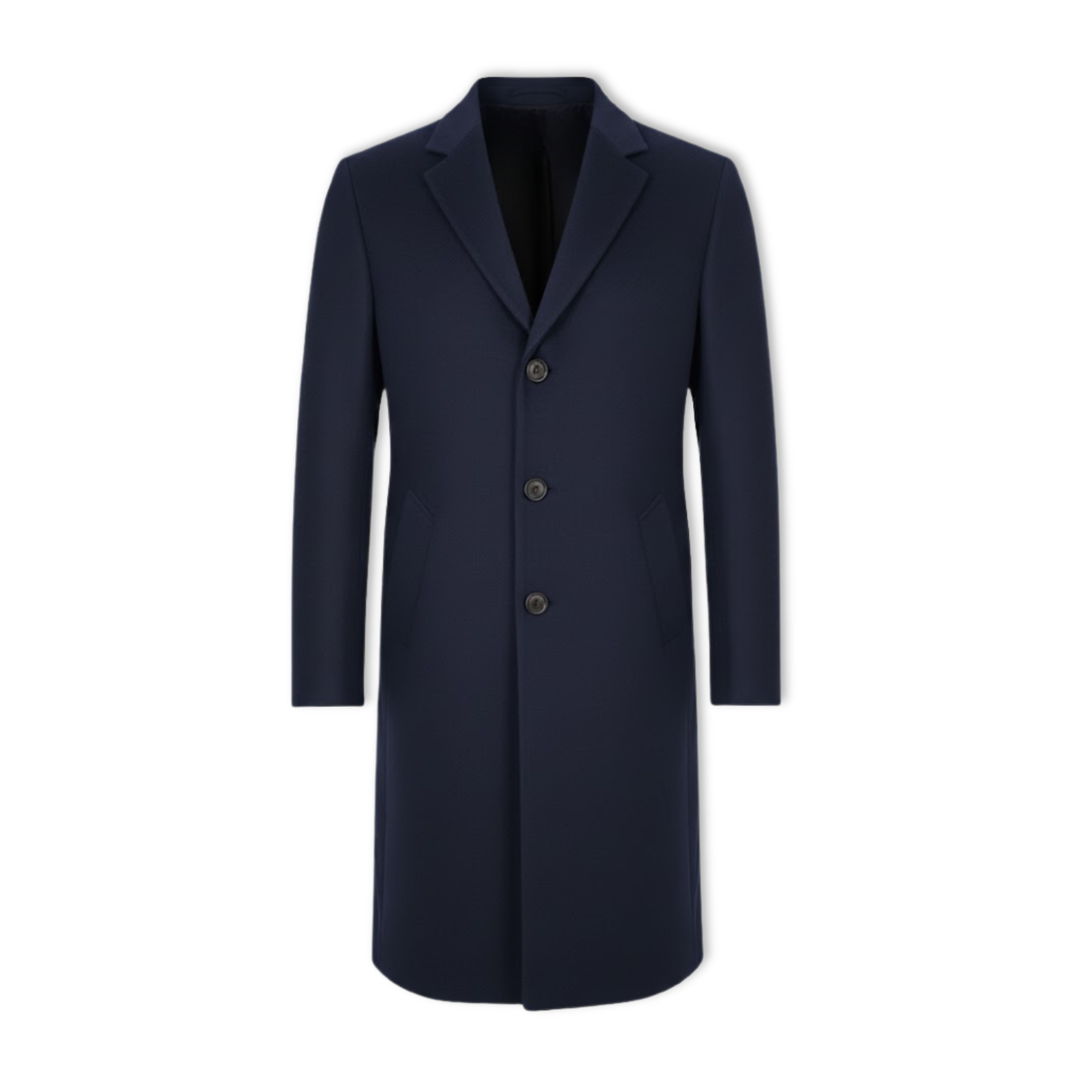 Rhys | Mid Length Wool Coat with Notch Lapel