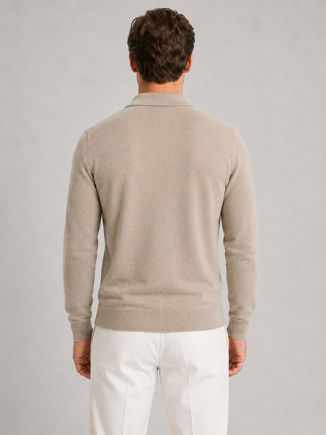 Men's Quarter Zip Jumper - Ribbed Cuff Long Sleeve Sweater