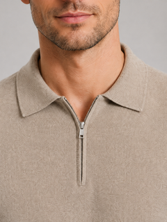Men's Quarter Zip Jumper - Ribbed Cuff Long Sleeve Sweater