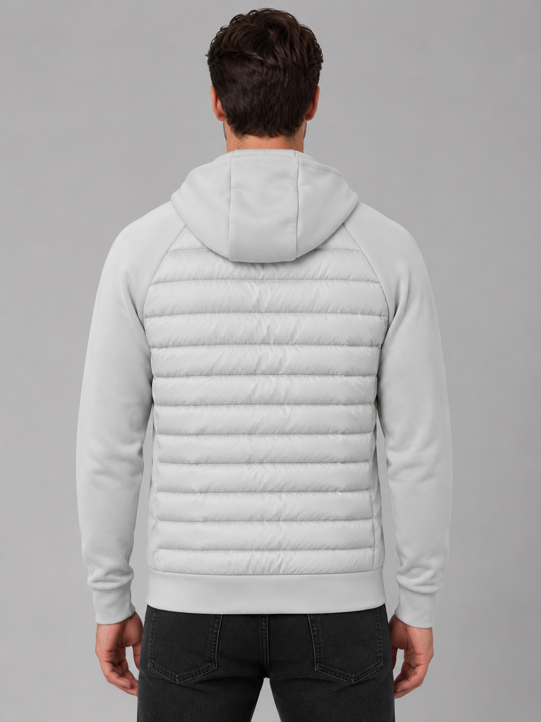 Men's Quilted Hooded Jacket with Zip Pockets
