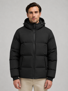 Men's Quilted Puffer Coat with Zip Closure