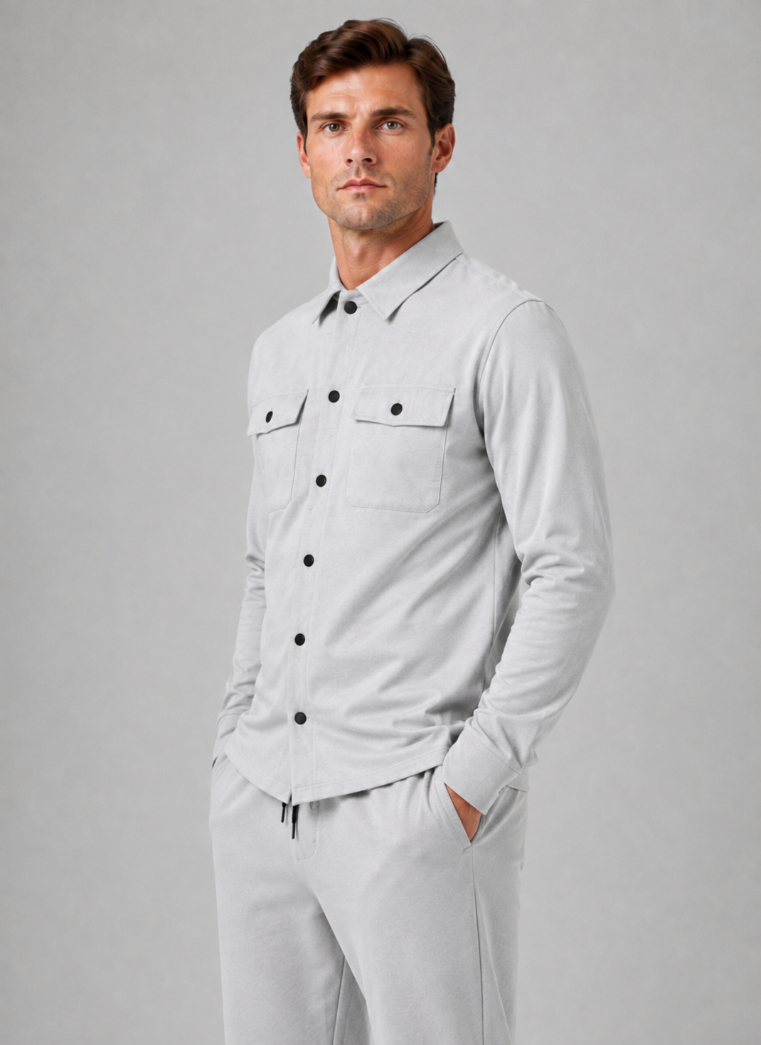 Men’s Relaxed Overshirt with press-stud front closure