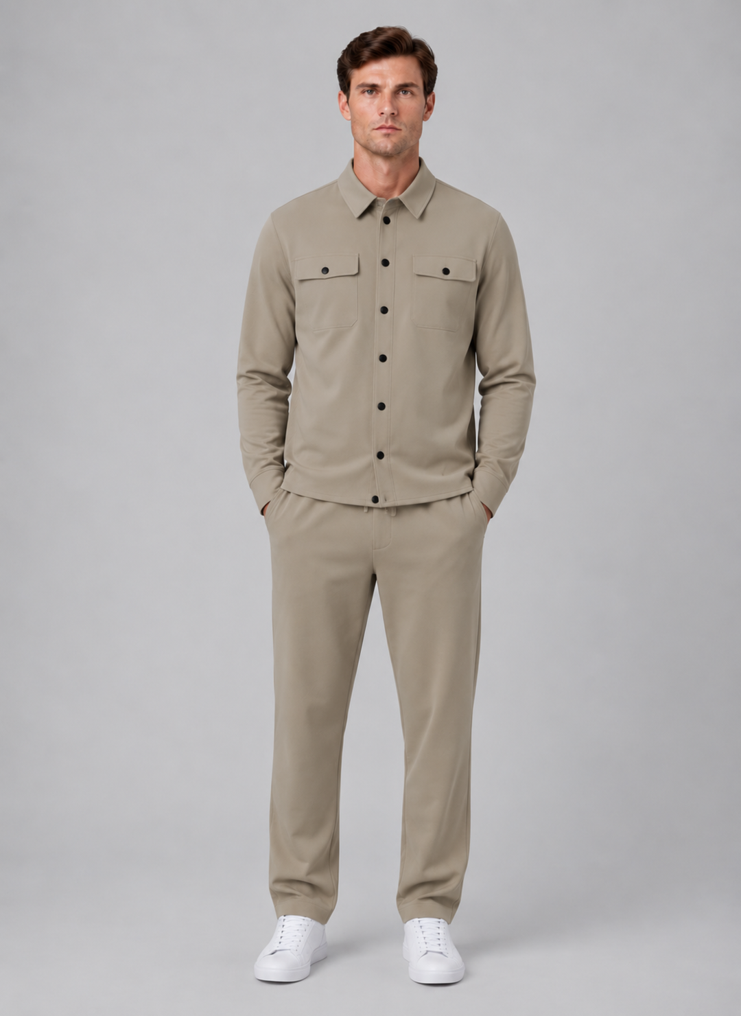 Men’s Relaxed Overshirt with press-stud front closure