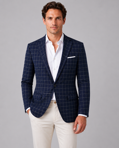 Men's Tailored Blazer with Windowpane Check – Smart Tailored Jacket
