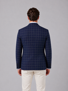 Men's Tailored Blazer with Windowpane Check – Smart Tailored Jacket