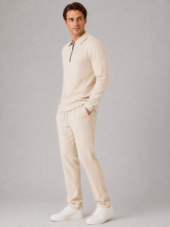 Men’s Textured Long Sleeve Top with Drawstring Trousers