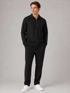 Men’s Textured Long Sleeve Top with Drawstring Trousers