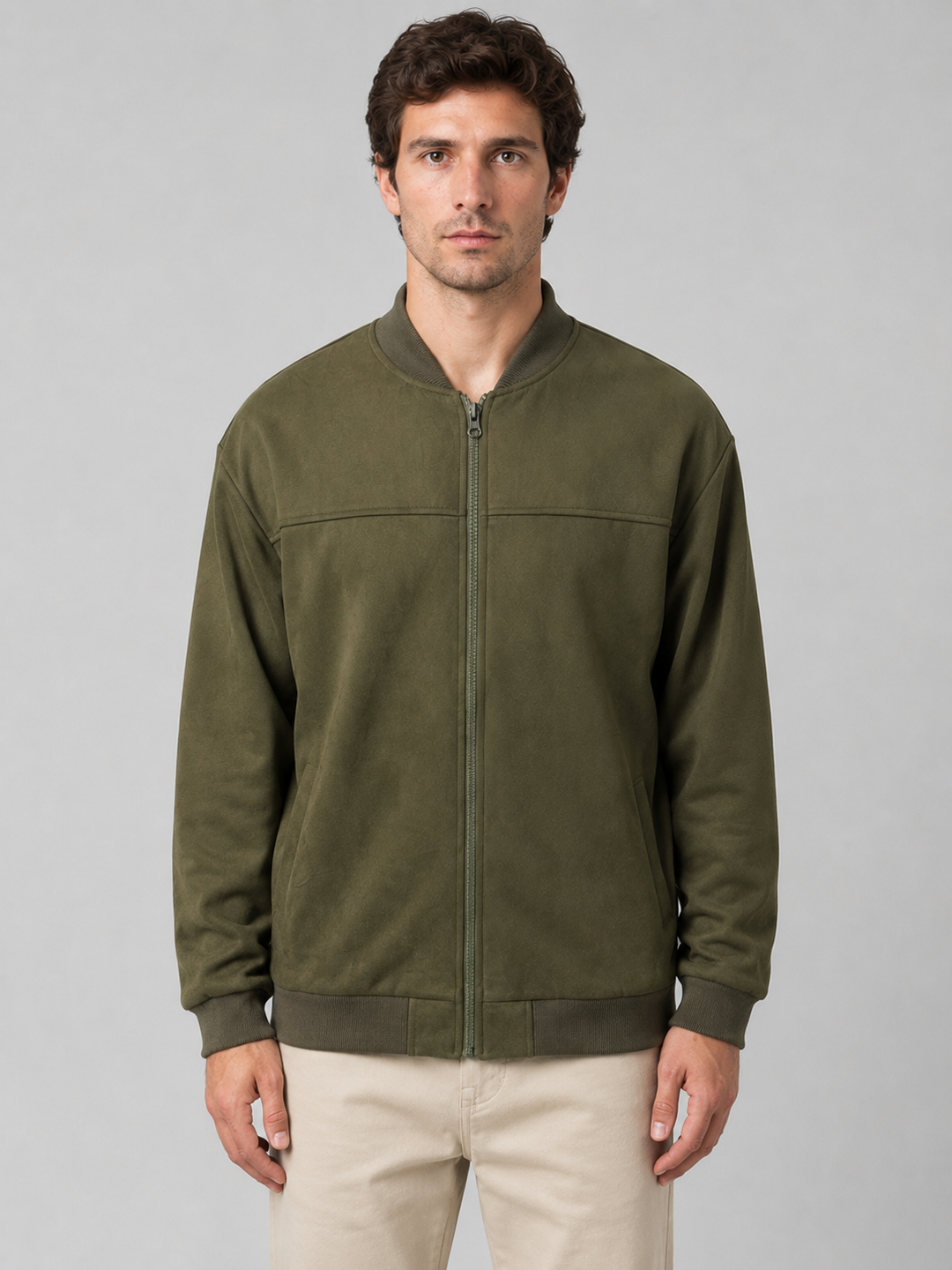 Men's Zip Bomber Jacket with Side Pockets