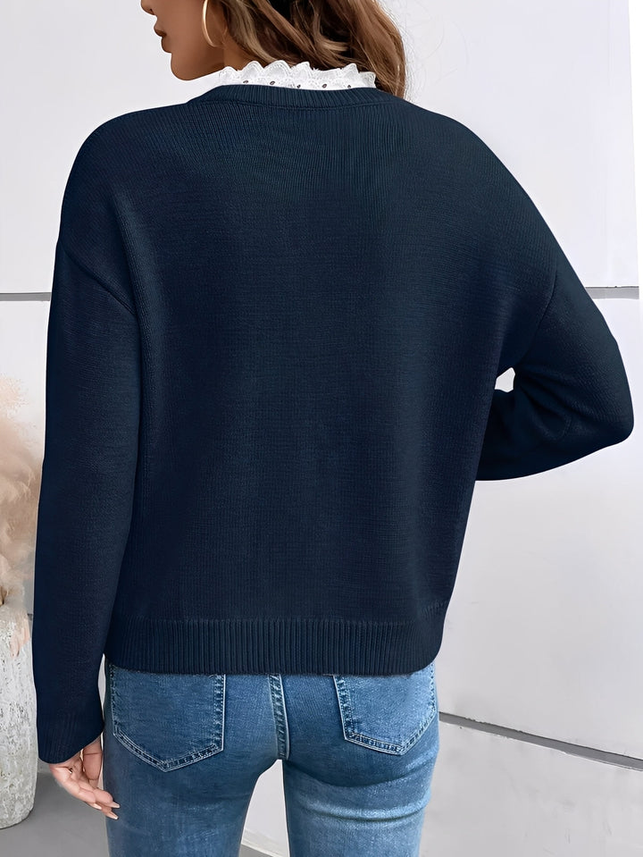 Kaitlyssa | Women’s Lace-Trim Sweater with Lace Details