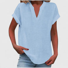 Women’s V-Neck Blouse with Notch Neckline