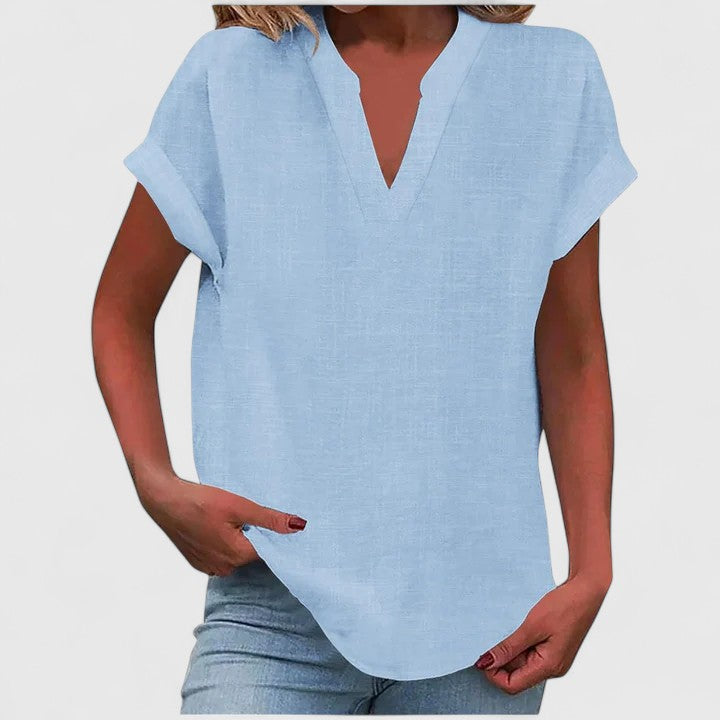 Women’s V-Neck Blouse with Notch Neckline