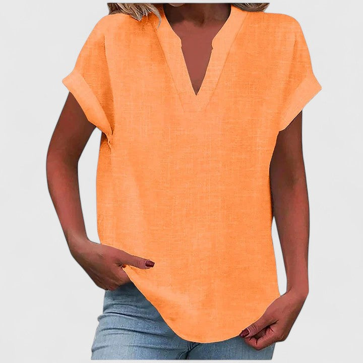Women’s V-Neck Blouse with Notch Neckline