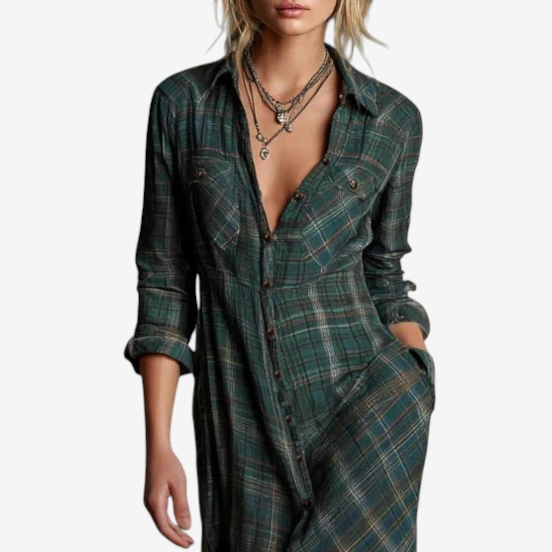Marcelline | Women’s Elegant Dress with Collar Buttons