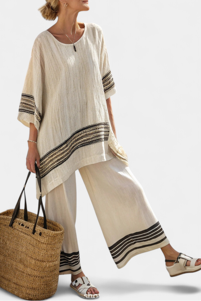 Harlowe | Women’s Flowing Top and Pants with Stripes