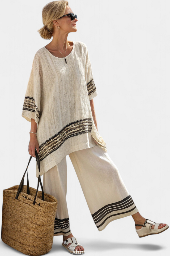 Harlowe | Women’s Flowing Top and Pants with Stripes