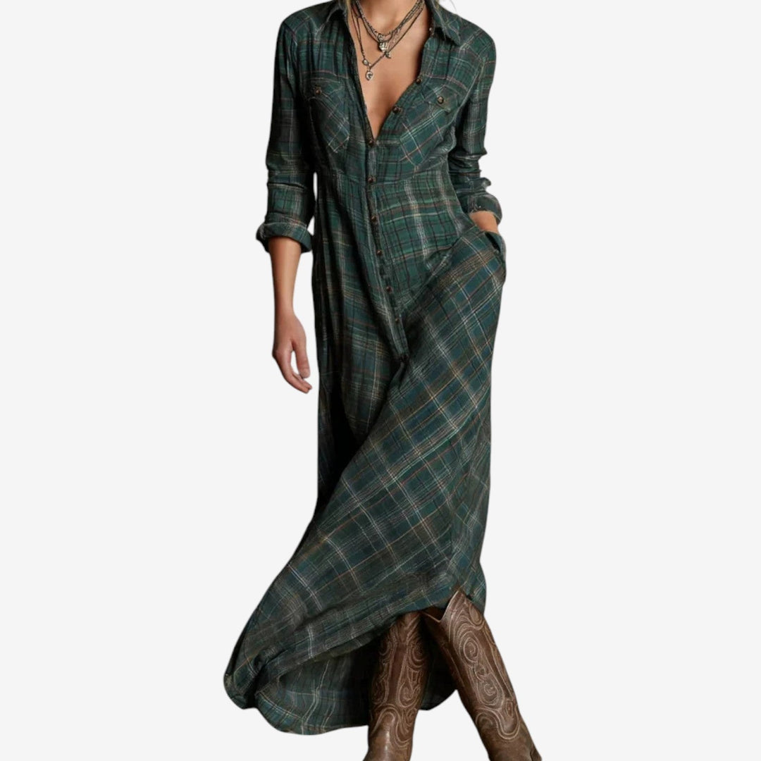 Marcelline | Women’s Elegant Dress with Collar Buttons