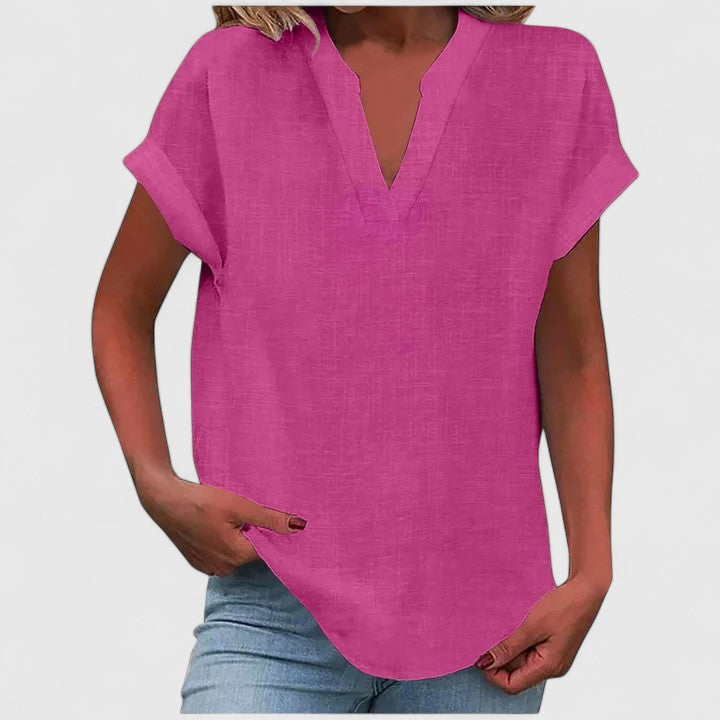 Women’s V-Neck Blouse with Notch Neckline