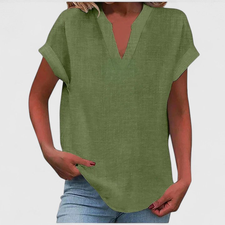 Women’s V-Neck Blouse with Notch Neckline