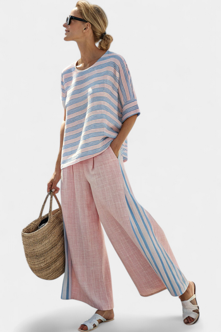 Women’s Striped Blouse with Soft Pants