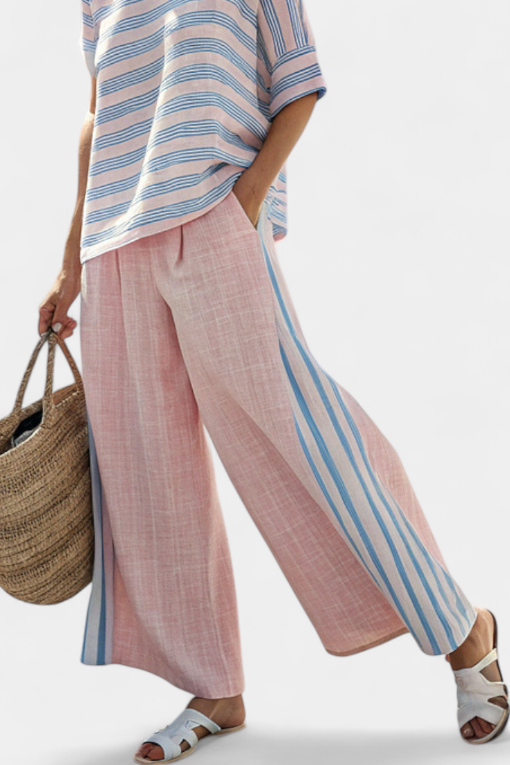 Women’s Striped Blouse with Soft Pants