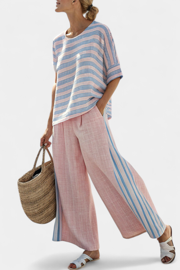 Women’s Striped Blouse with Soft Pants
