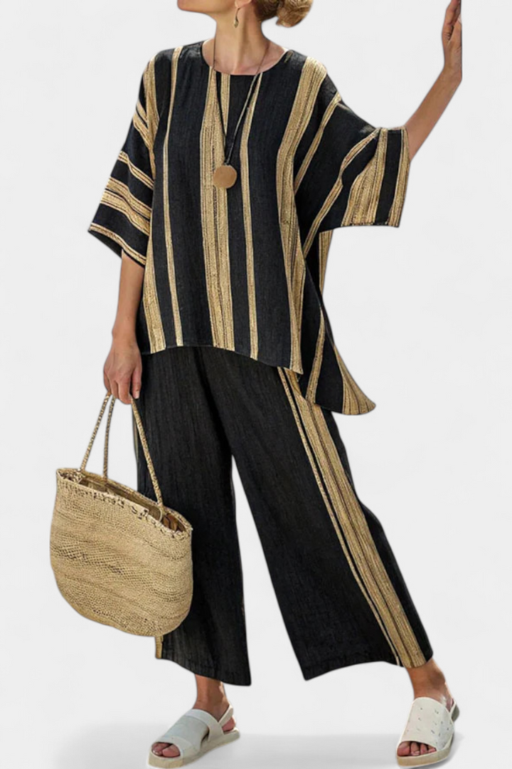 Women’s Oversized Striped Top with Relaxed Pants