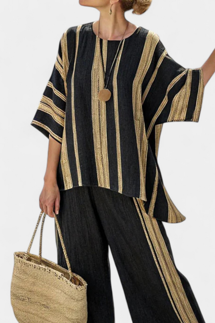 Women’s Oversized Striped Top with Relaxed Pants
