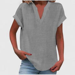 Women’s V-Neck Blouse with Notch Neckline