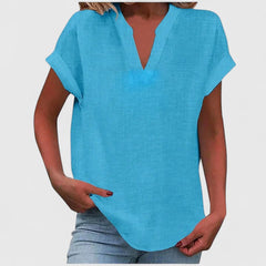 Women’s V-Neck Blouse with Notch Neckline