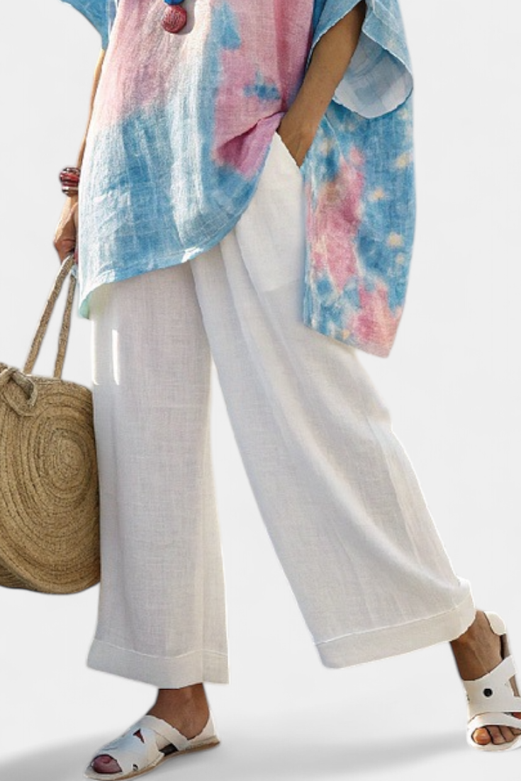 Women’s Loose-Fitting Blouse with Sleeve Accents
