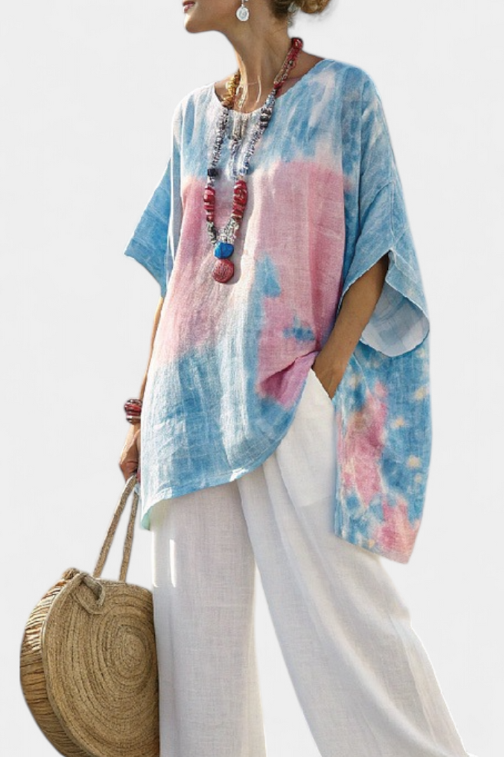 Women’s Loose-Fitting Blouse with Sleeve Accents