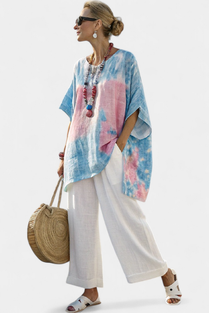 Women’s Loose-Fitting Blouse with Sleeve Accents