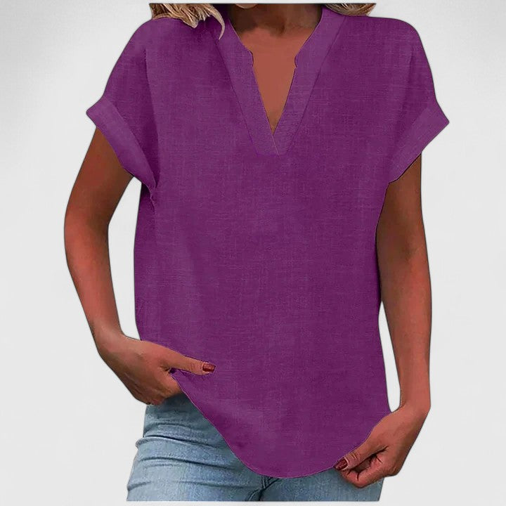 Women’s V-Neck Blouse with Notch Neckline