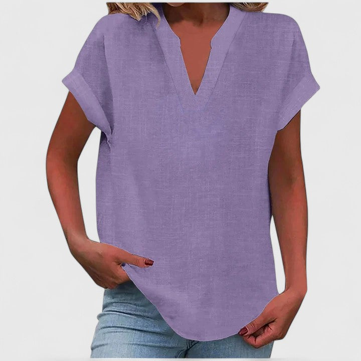 Women’s V-Neck Blouse with Notch Neckline