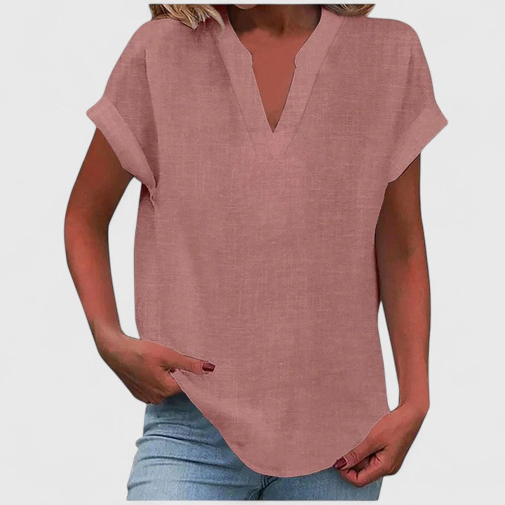 Women’s V-Neck Blouse with Notch Neckline