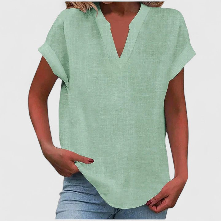 Women’s V-Neck Blouse with Notch Neckline
