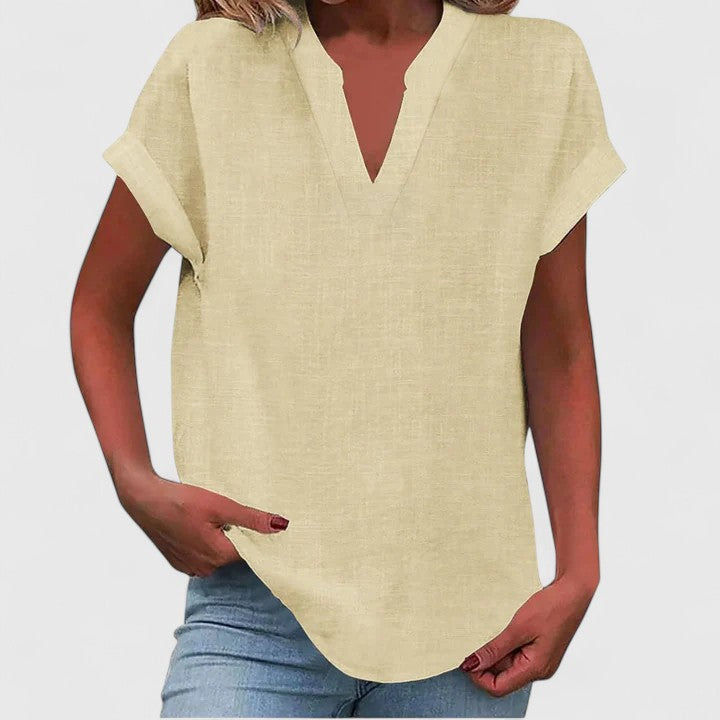 Women’s V-Neck Blouse with Notch Neckline