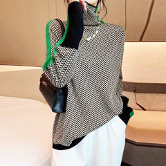 Miren | Women’s Chevron Knit Sweater with High Collar