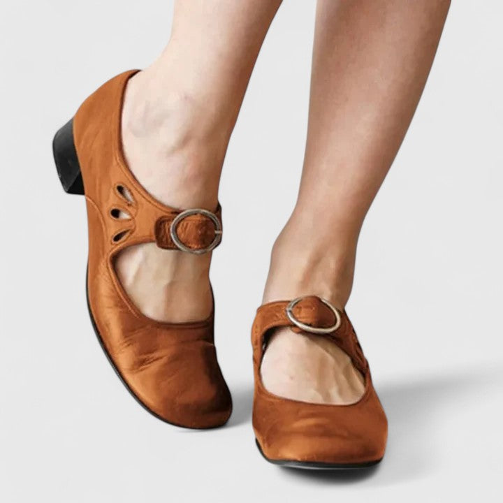 Women's Round-Toe High Heels with Ankle Buckle