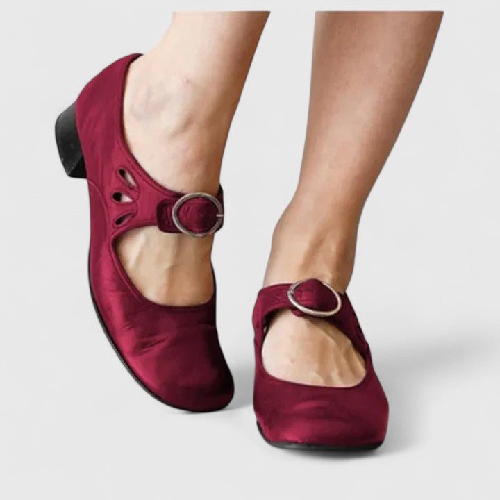 Women's Round-Toe High Heels with Ankle Buckle