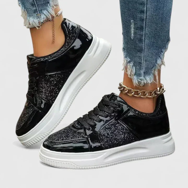 Women's Glitter Patent Leather Platform Sneakers