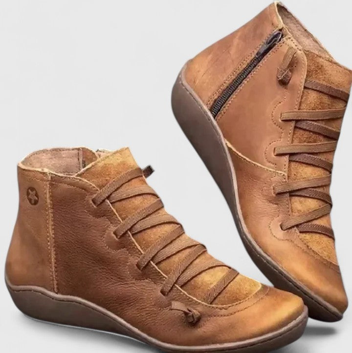 Women’s Vintage Leather Orthopedic Boots with Arch Support